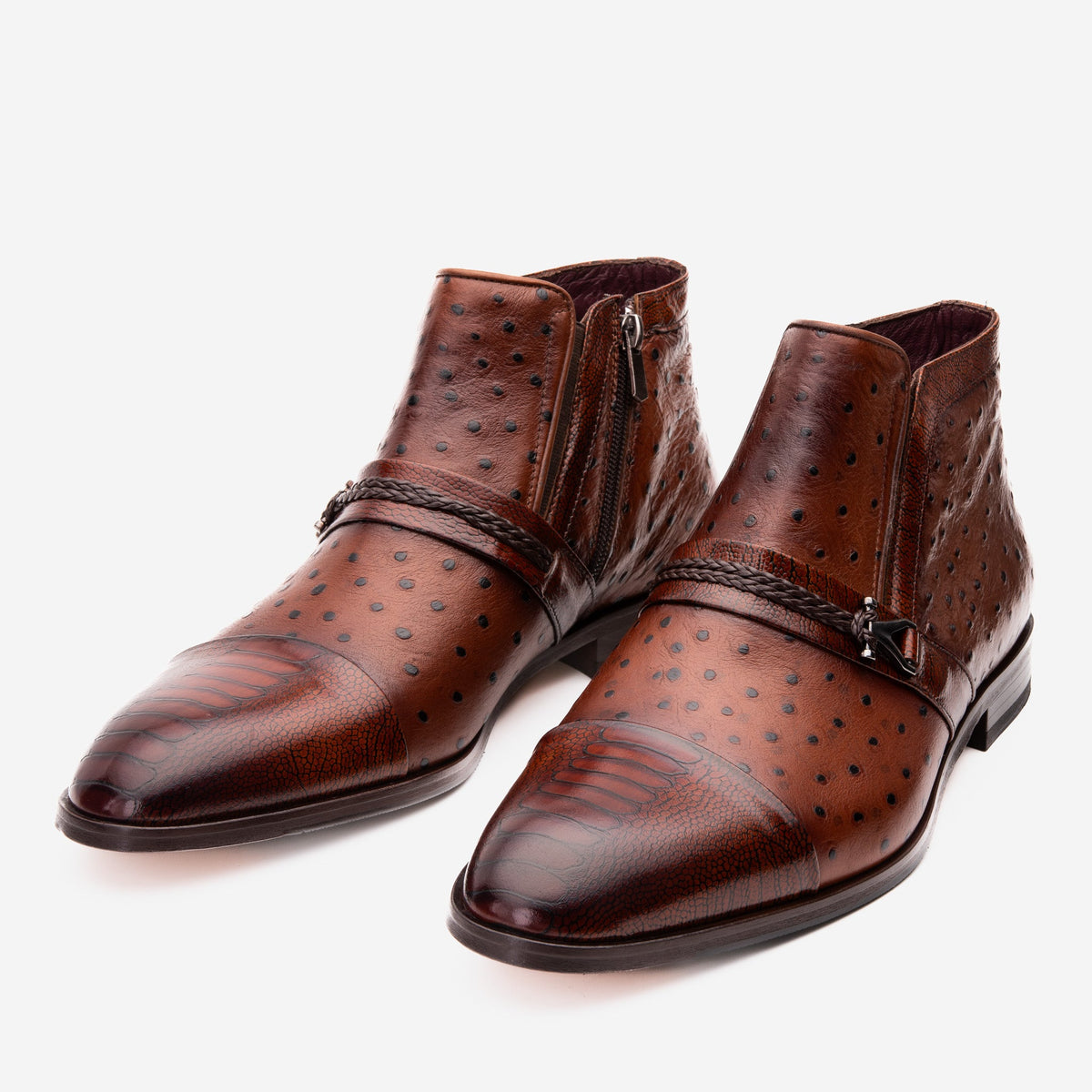 Vinci Leather The Dallas Tan Leather Bit Ankle Zip-Up Dress Men Boot – product view 6