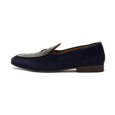 Del Toro Shoes Men's Navy Croc Milano Loafer