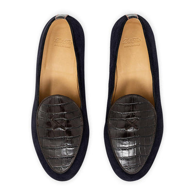 Del Toro Shoes Men's Navy Croc Milano Loafer