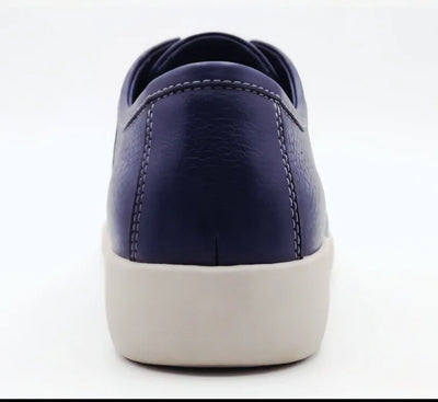 Johnny Famous Bally Style Delancey Men’s Navy Blue Nappa Leather Low Top Sneakers