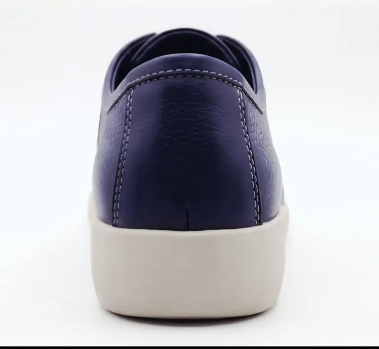 Johnny Famous Bally Style Delancey Men’s Navy Blue Nappa Leather Low Top Sneakers