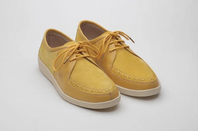 Johnny Famous Bally Style Delancey Men's Yellow Leather Low Top Sneakers