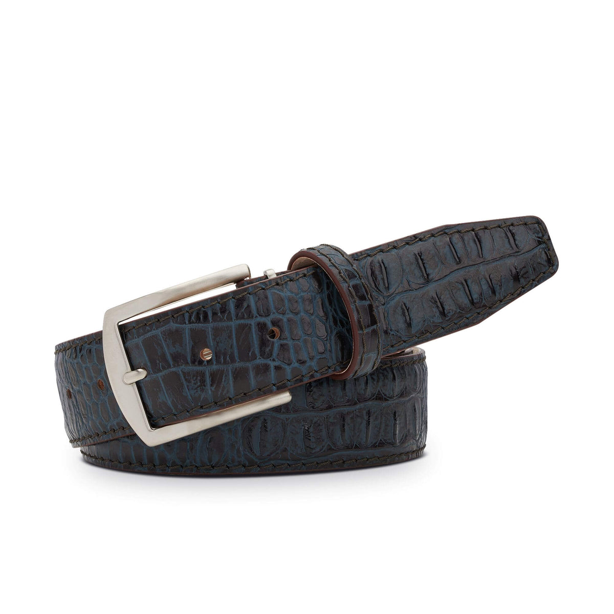 Denim Mock Croc Leather Belt