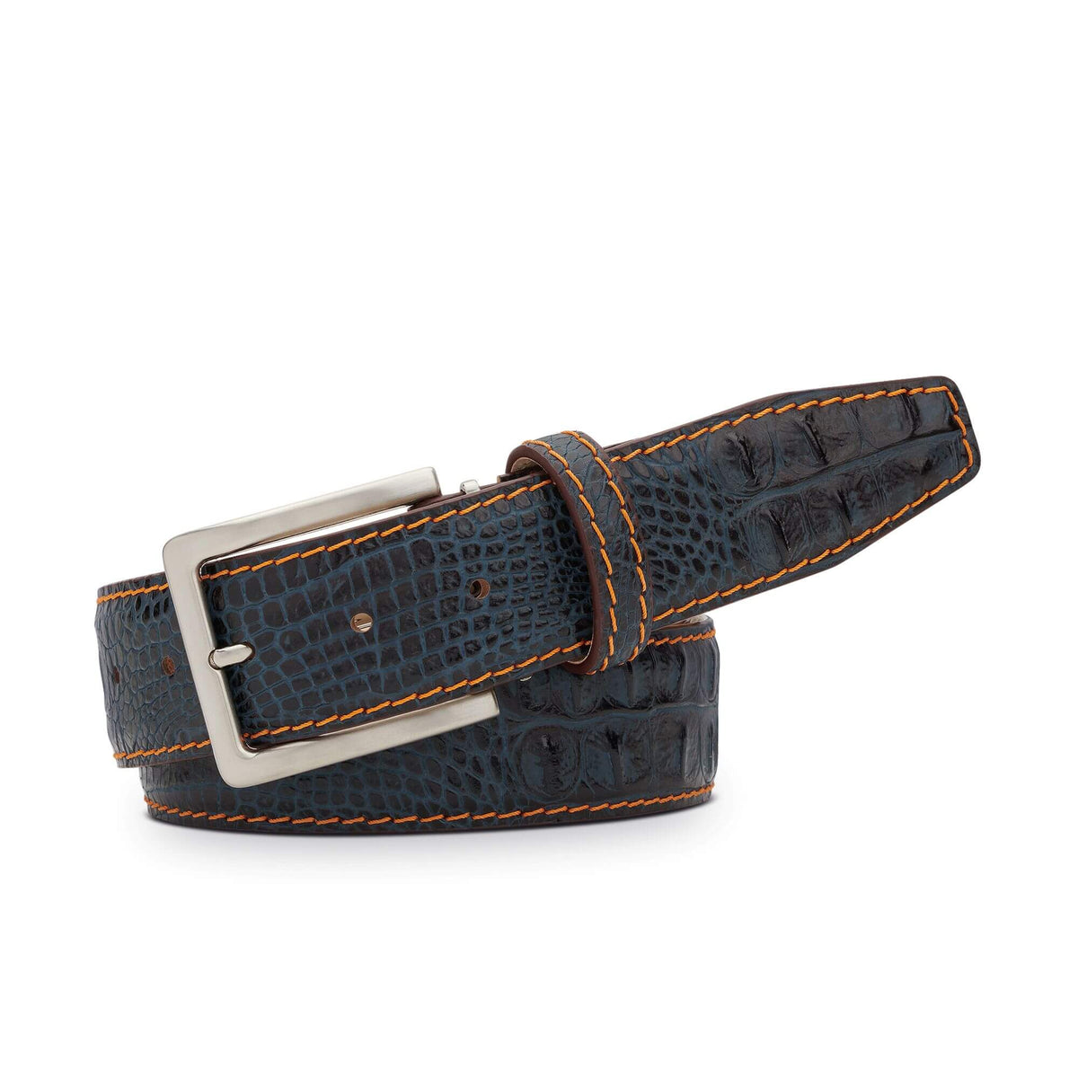 Denim Mock Croc Leather Belt