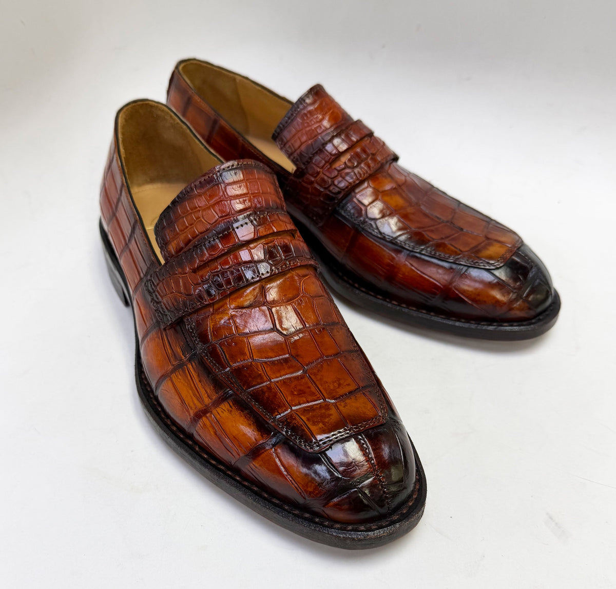 C&E Fashions  Maurice Detroit Custom Alligator Loafer - Whiskey – product view 1