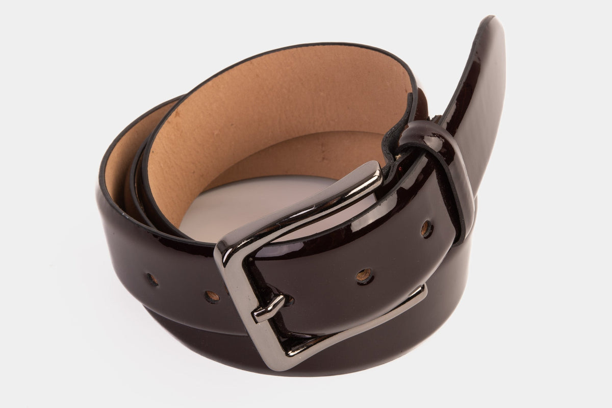 Vinci Leather The Dodoma Burgundy Patent Leather Belt – product view 3