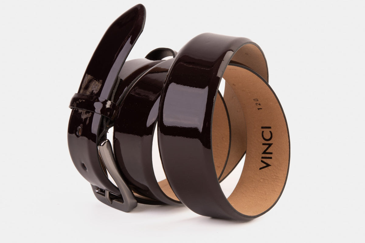 Vinci Leather The Dodoma Burgundy Patent Leather Belt – product view 4