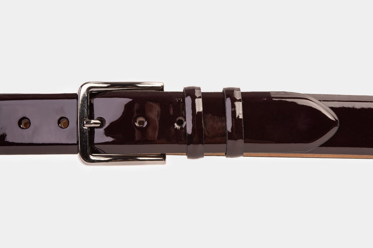 Vinci Leather The Dodoma Burgundy Patent Leather Belt – product view 2