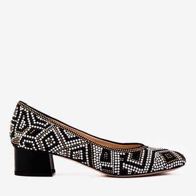 Vinci Leather Nampula Crystal-Embellished Black Leather Women Pump – product view 1