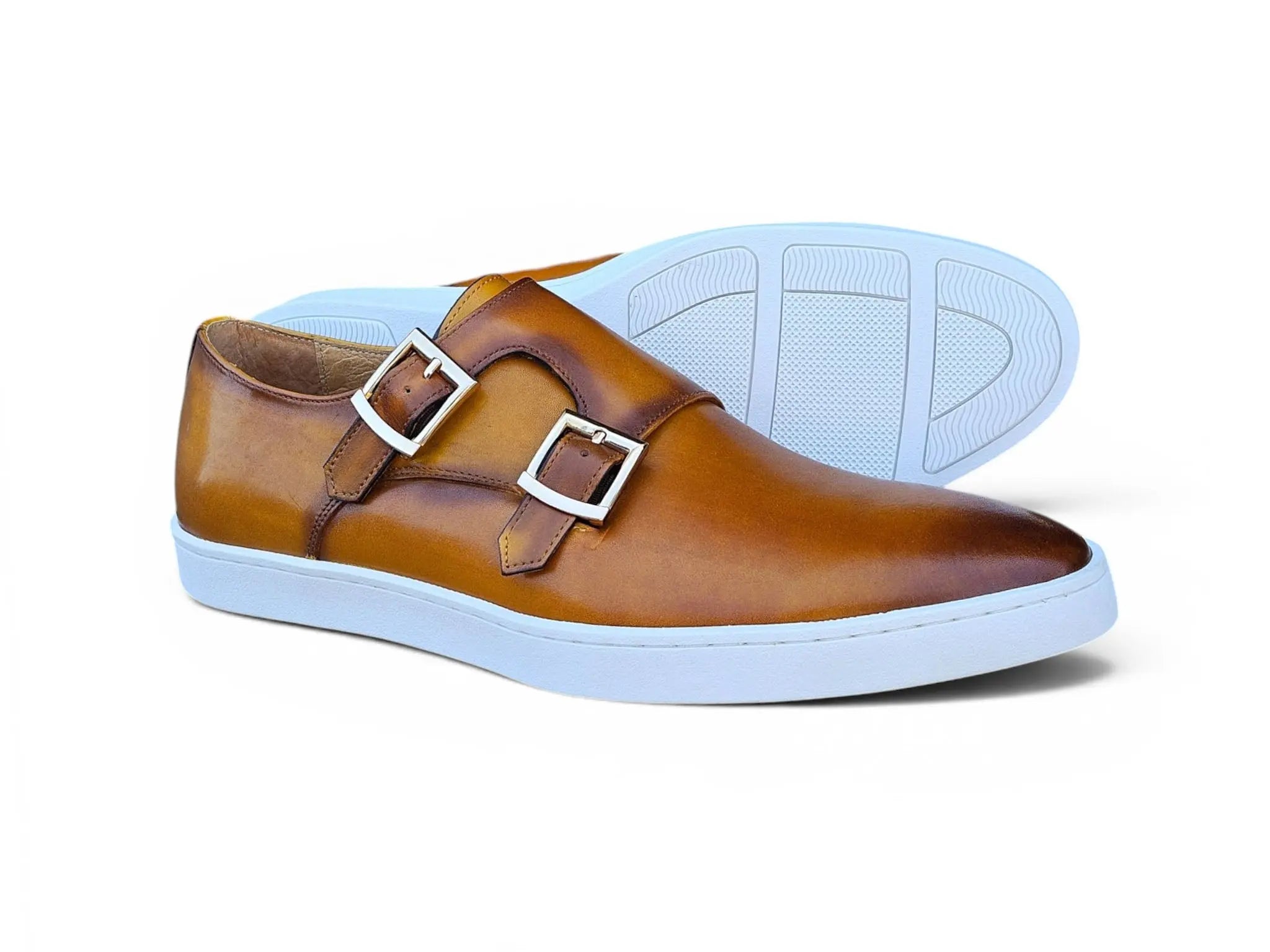 Carrucci Shoes Men's Double Monk Strap Leather Sneaker Comfort KS529 03