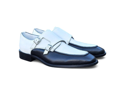 Carrucci Shoes Double Monk Strap Two Tone Calf Leather Loafer KS509 45T front view