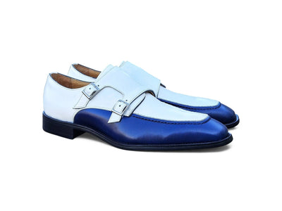 Carrucci Shoes Double Monk Strap Two Tone Calf Leather Loafer KS509 45T view 9