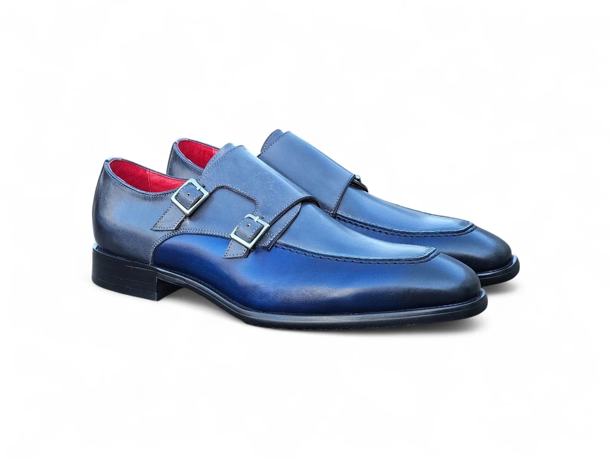 Carrucci Shoes Double Monk Strap Two Tone Calf Leather Loafer KS509 45T top view