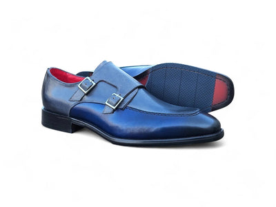 Carrucci Shoes Double Monk Strap Two Tone Calf Leather Loafer KS509 45T view 6
