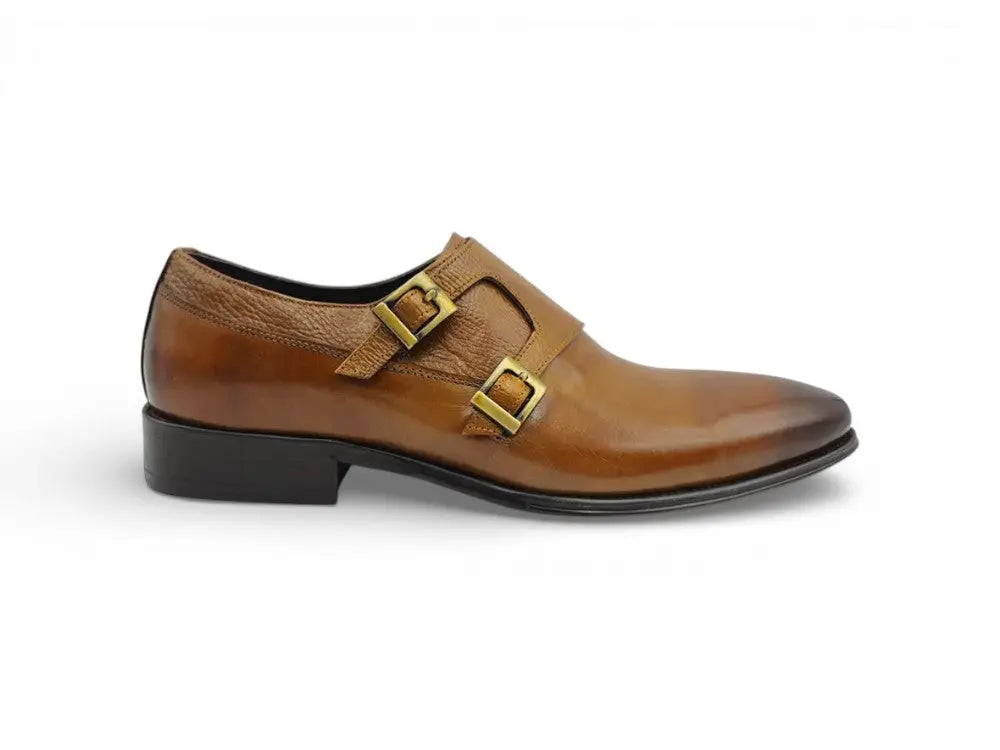 Carrucci Shoes Double Monk Straps Calfskin Leather KS099 3003 front view