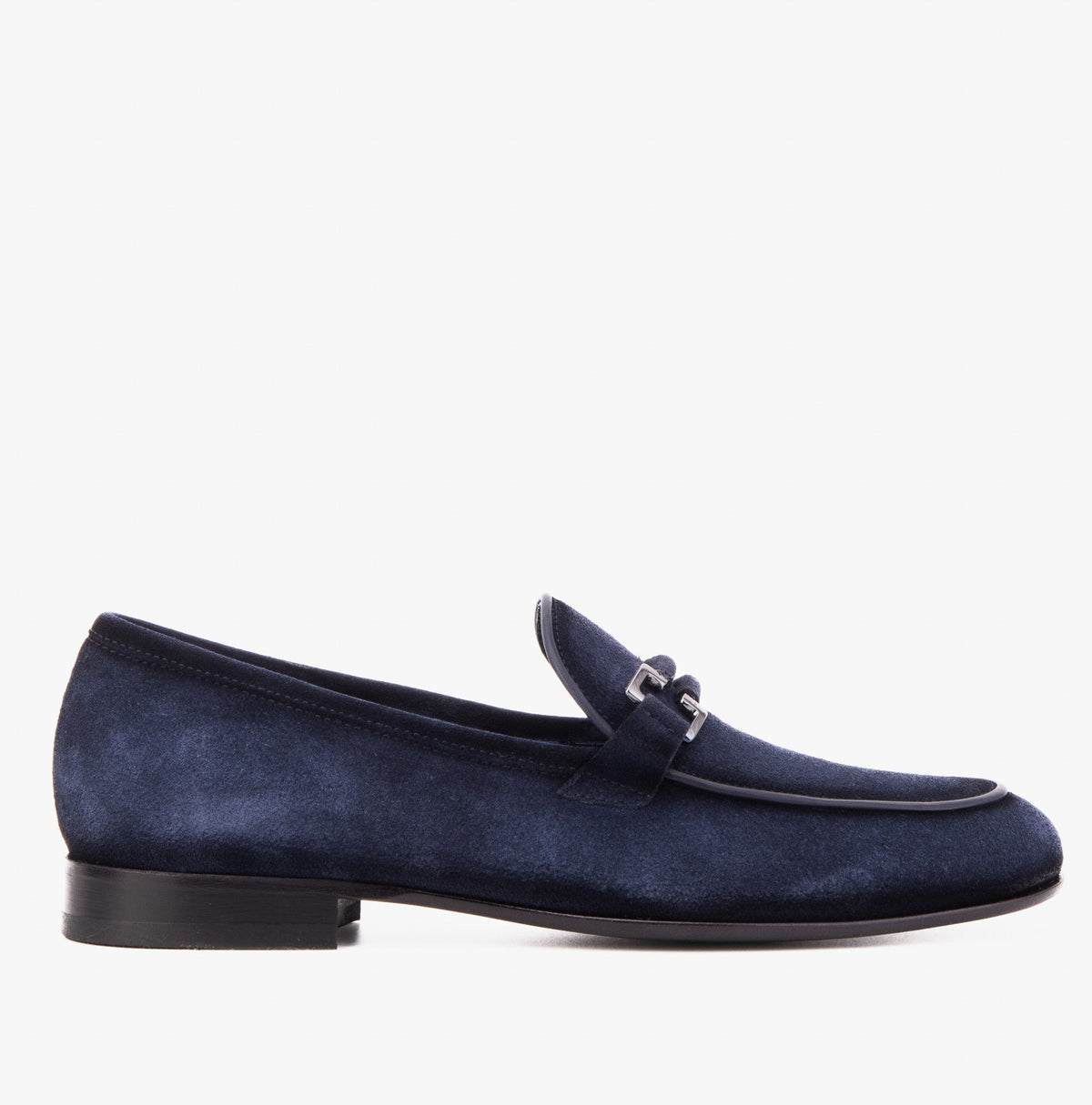 The Brooks Navy Suede Bit Loafer Men Shoe – product view 1