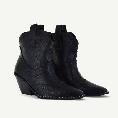 ISABEL: WESTERN BOOTIE - BLACK SNAKE