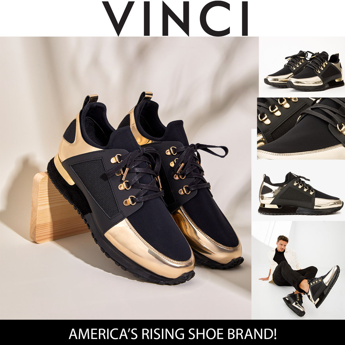 Vinci Leather The Emir Gold Leather Men Sneaker Limited Edition – product view 4