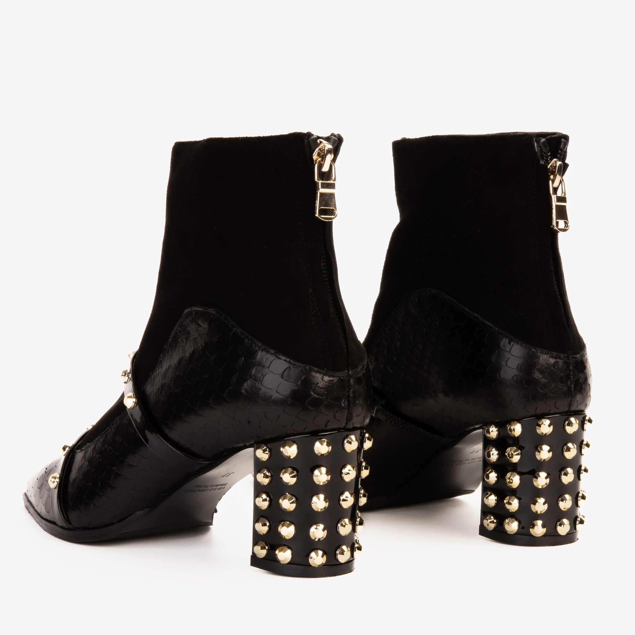 The  Valentina Black Leather Block Heel Women Boot