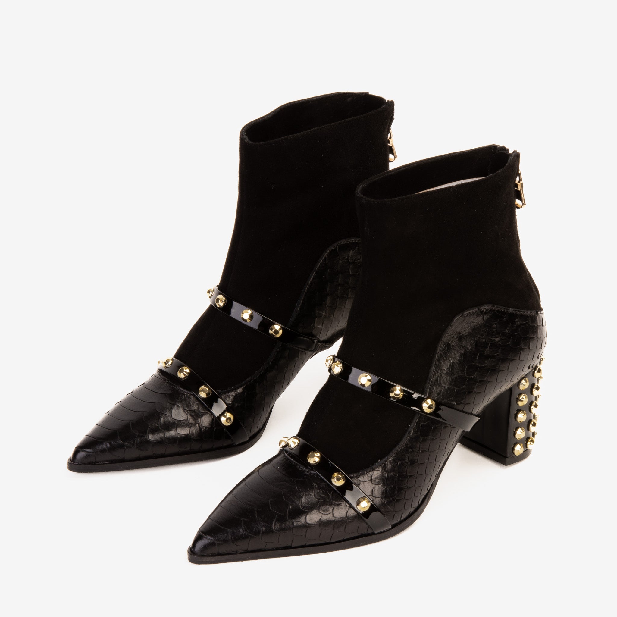 The  Valentina Black Leather Block Heel Women Boot