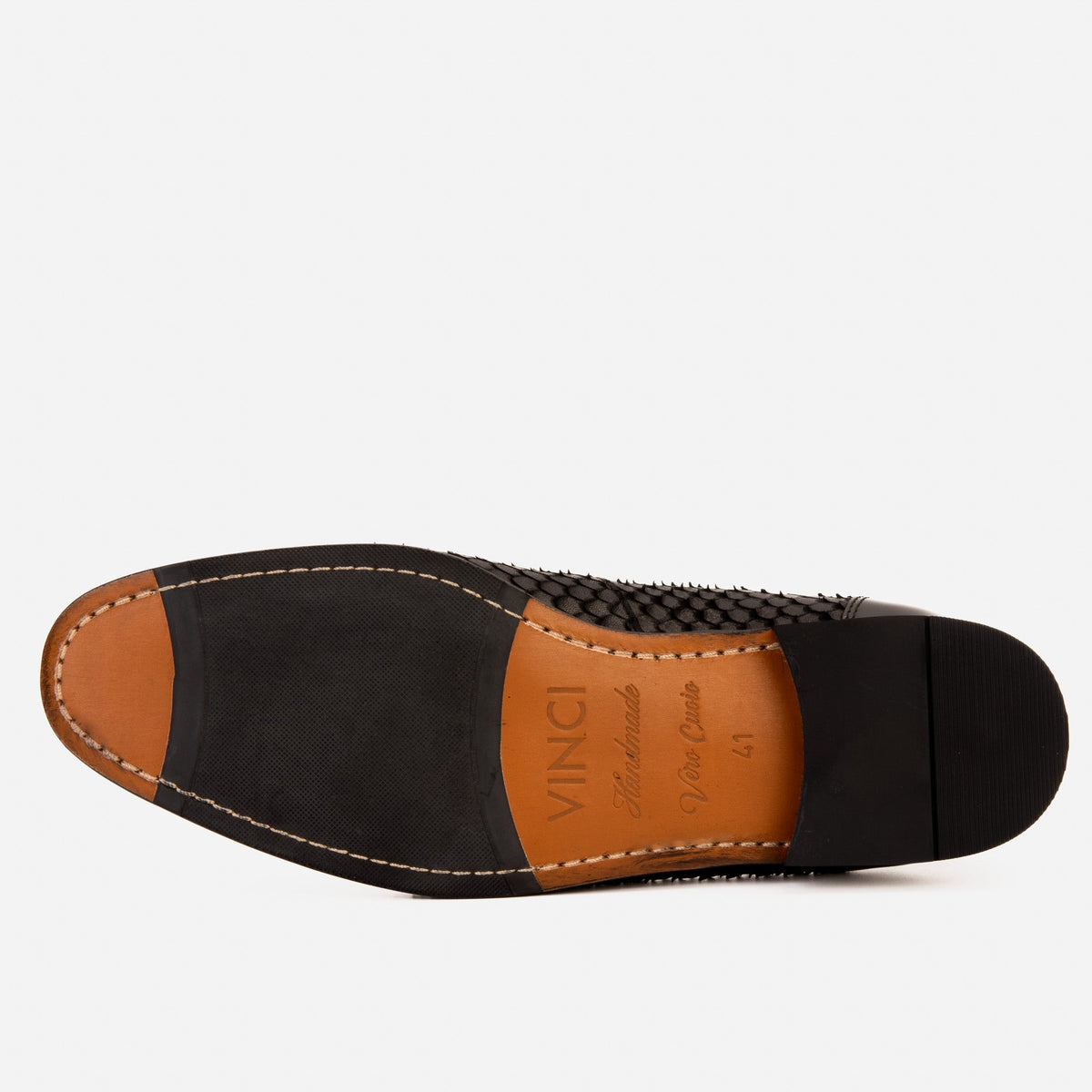 Vinci Leather The Monarch Black Leather Men Dress Shoe – product view 9