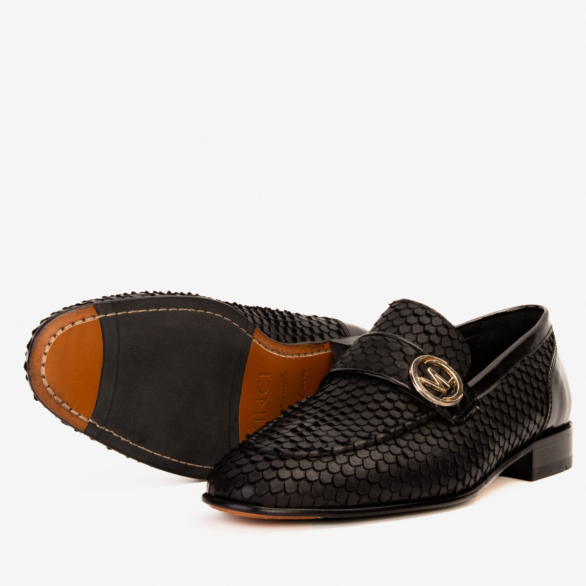 Vinci Leather The Monarch Black Leather Men Dress Shoe – product view 6