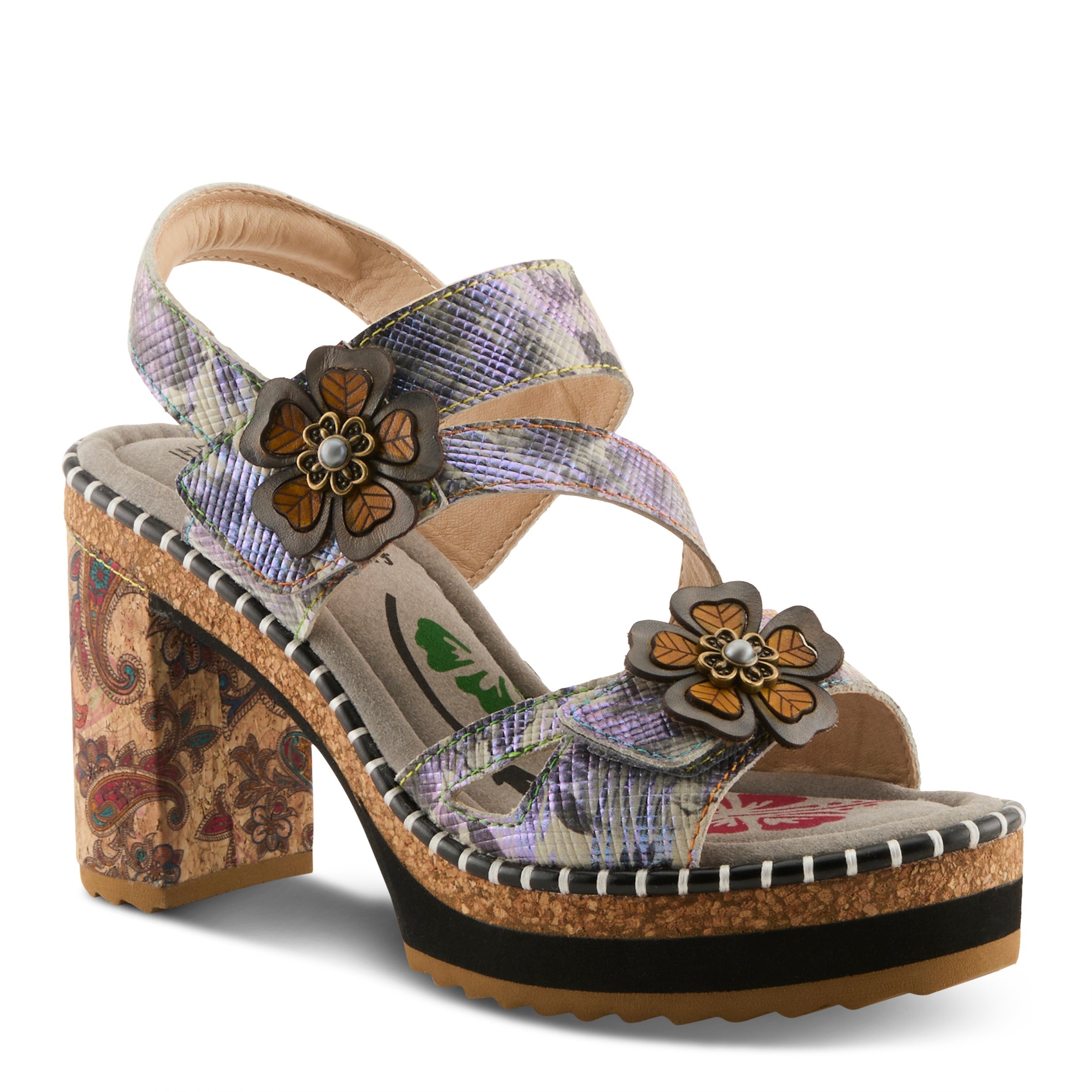 L'Artiste L'ARTISTE ESCAPARTIST SANDAL sandal in blue multi with handcrafted leather design
