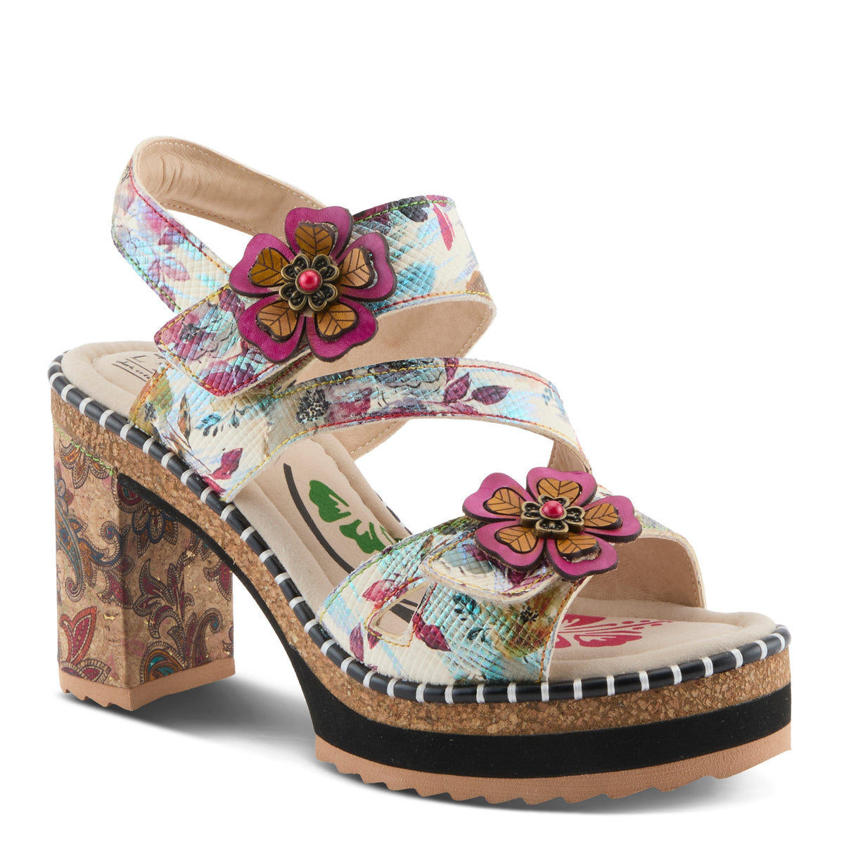 L'Artiste L'ARTISTE ESCAPARTIST SANDAL sandal in blue multi with handcrafted leather design