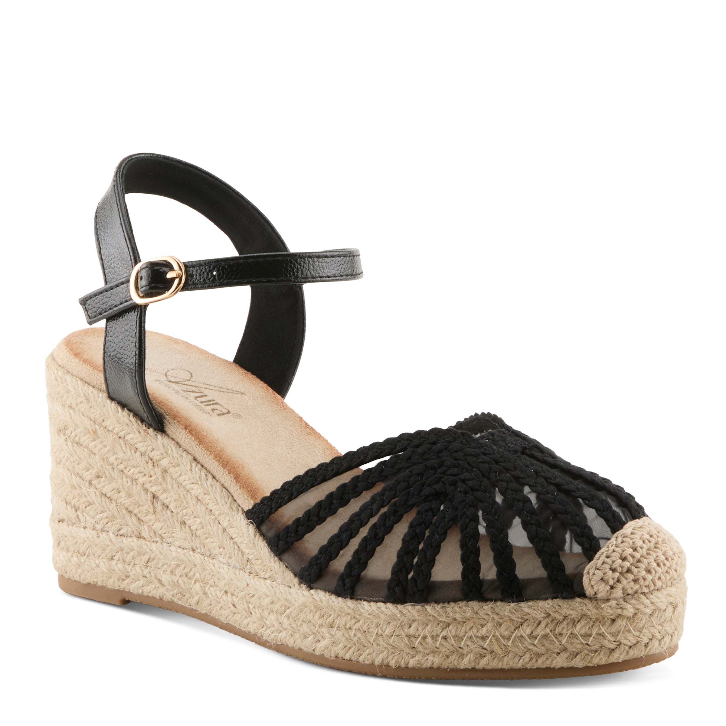Azura Espalli Espadrilles women's wedge sandal in gold with buckle detail