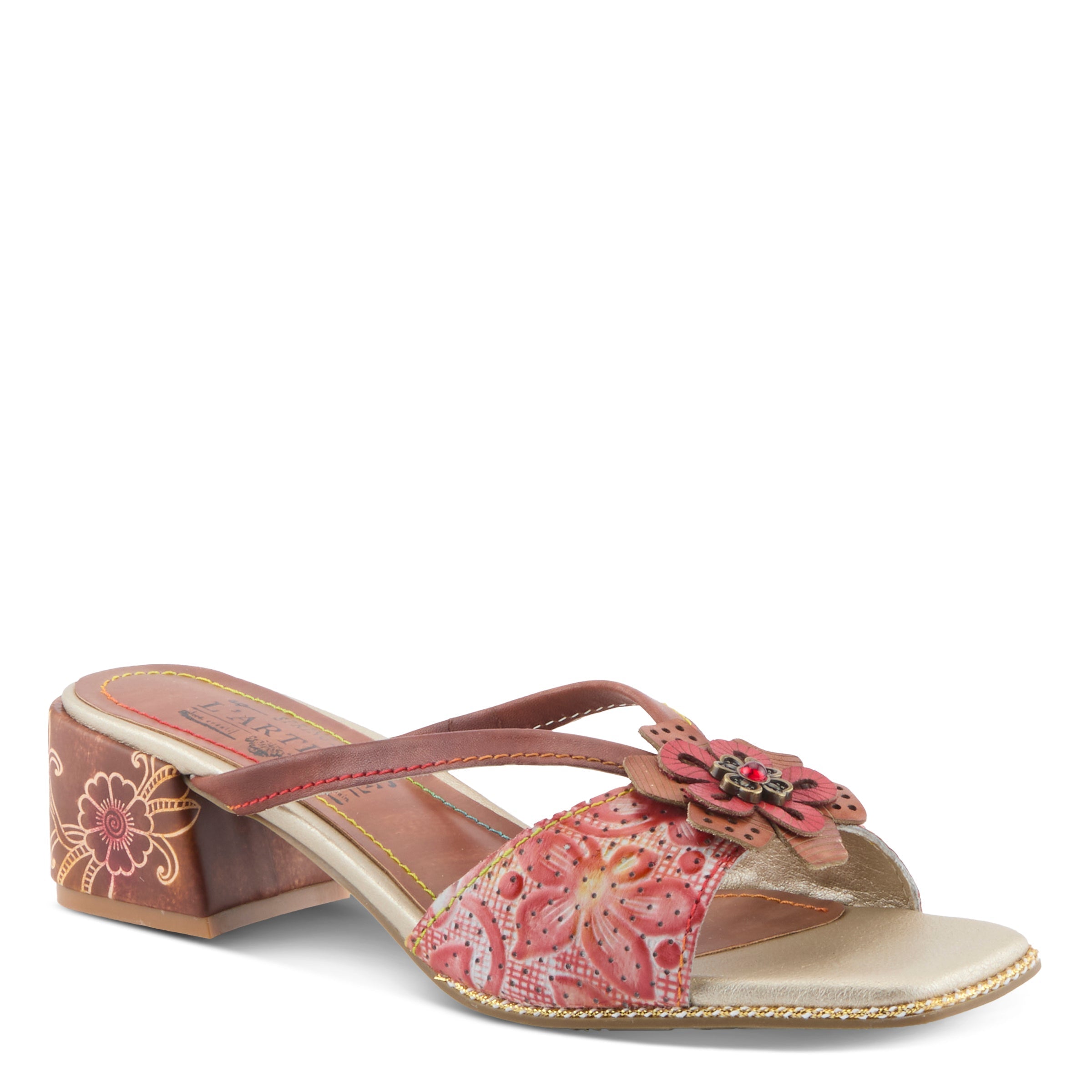 L'Artiste L'ARTISTE EUROPA SANDALS sandal in brown multi with handcrafted leather design