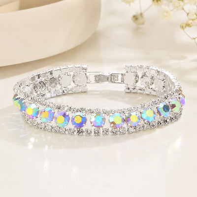 Round Crystal Rhinestone Evening Bracelet
