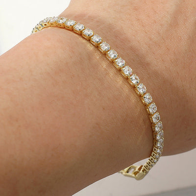 Round CZ Stone Tennis Chain Evening Bracelet