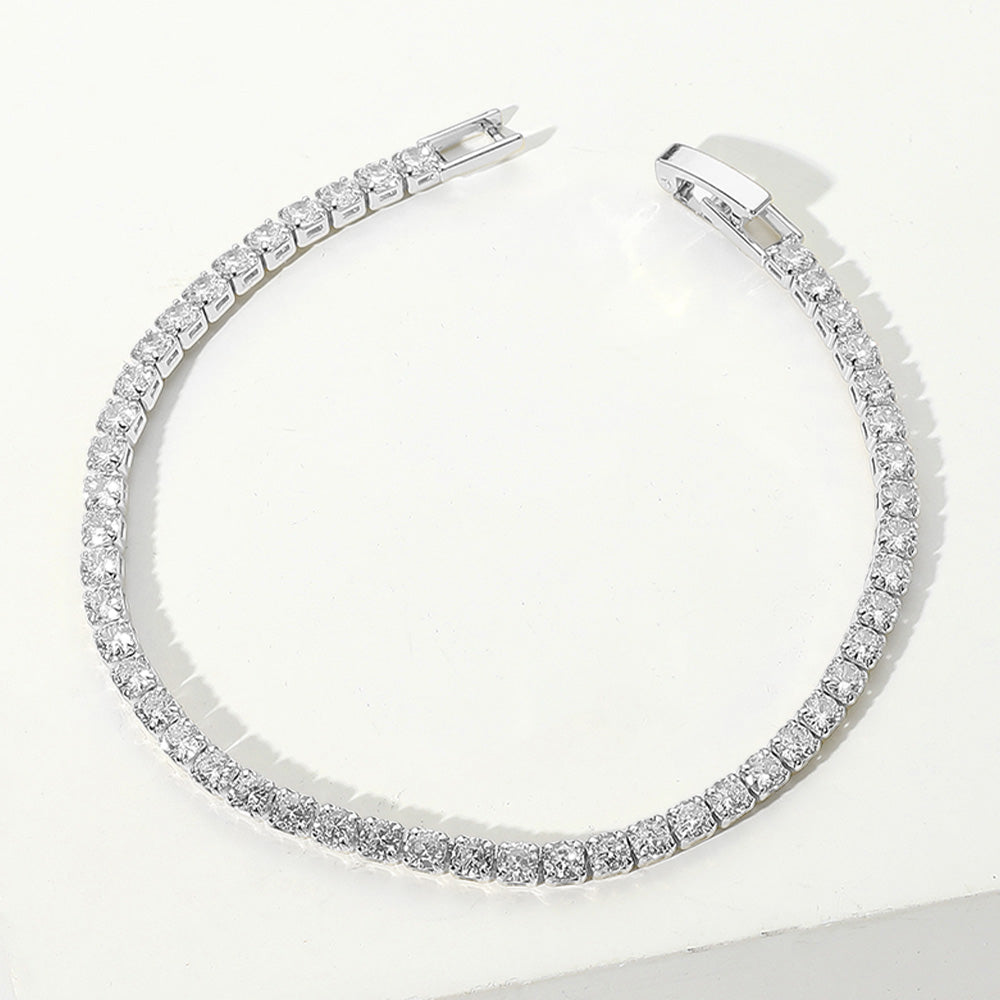 Round CZ Stone Tennis Chain Evening Bracelet