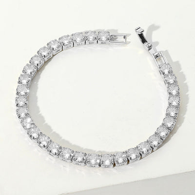 Round CZ Stone Tennis Chain Evening Bracelet