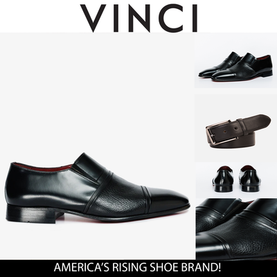 Vinci Leather The Everest Black Leather Cap Toe Dress Loafer Men Shoe – product view 6