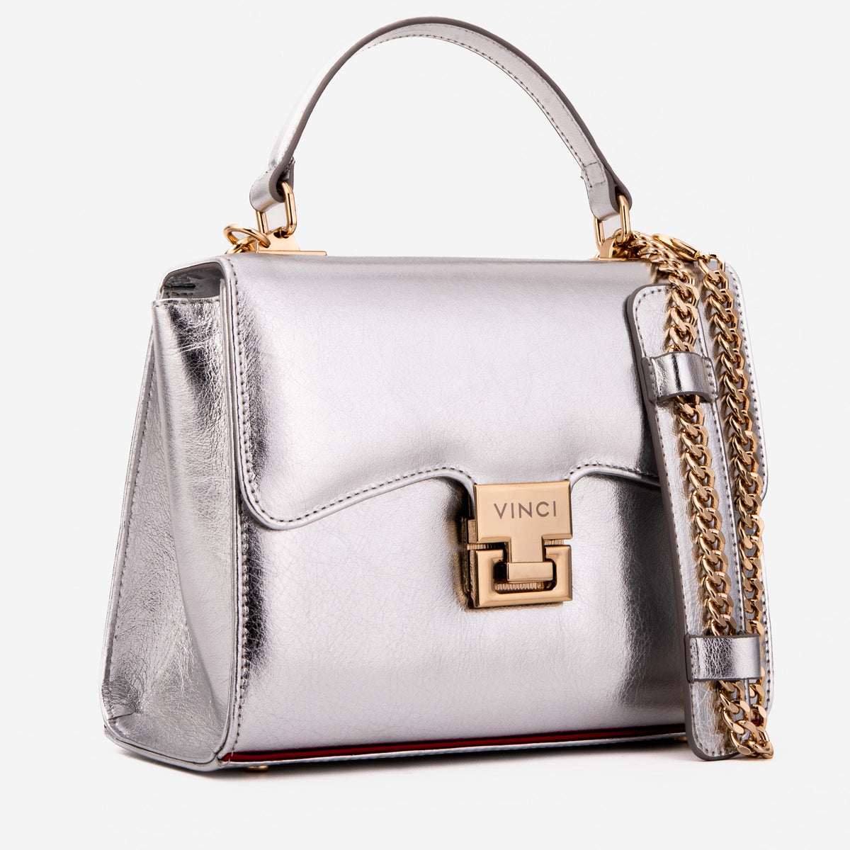Vinci Leather The Ege Silver Leather Handbag – product view 5