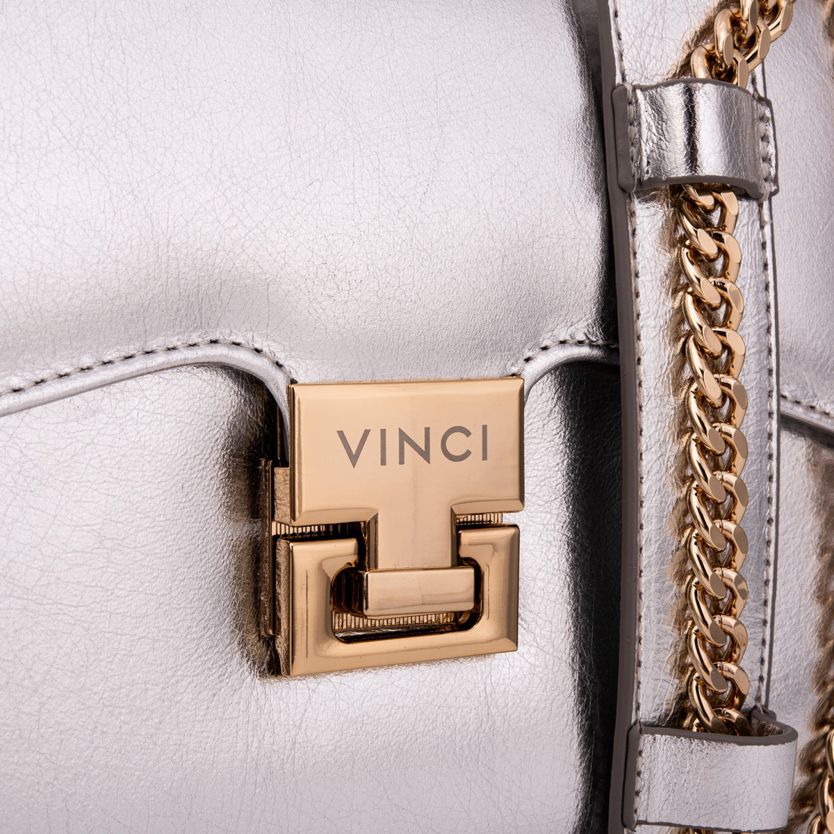 Vinci Leather The Ege Silver Leather Handbag – product view 6