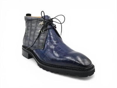 Carrucci Shoes Chukka Boot Leather Alligator Embossed Lug Sole KB520 01 side view
