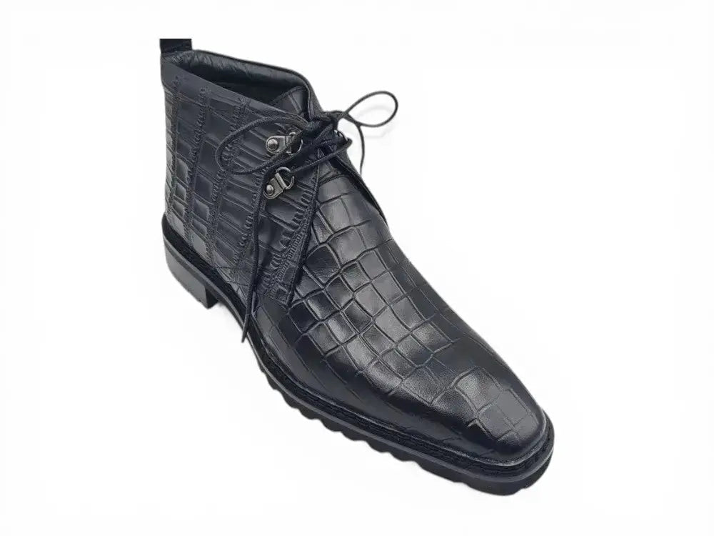 Carrucci Shoes Chukka Boot Leather Alligator Embossed Lug Sole KB520 01 view 9