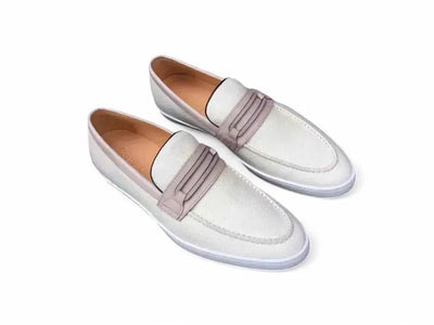 Carrucci Shoes Men's Embossed Leather Strap Linen Sneaker Leather KS529 07