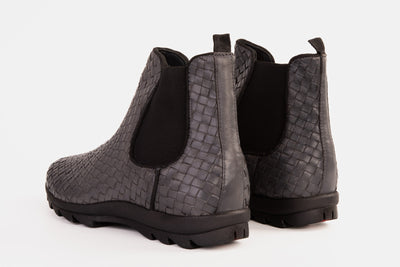 The Luxpre Grey Leather Handwoven Casual Chelsea Men Boot Final Sale!