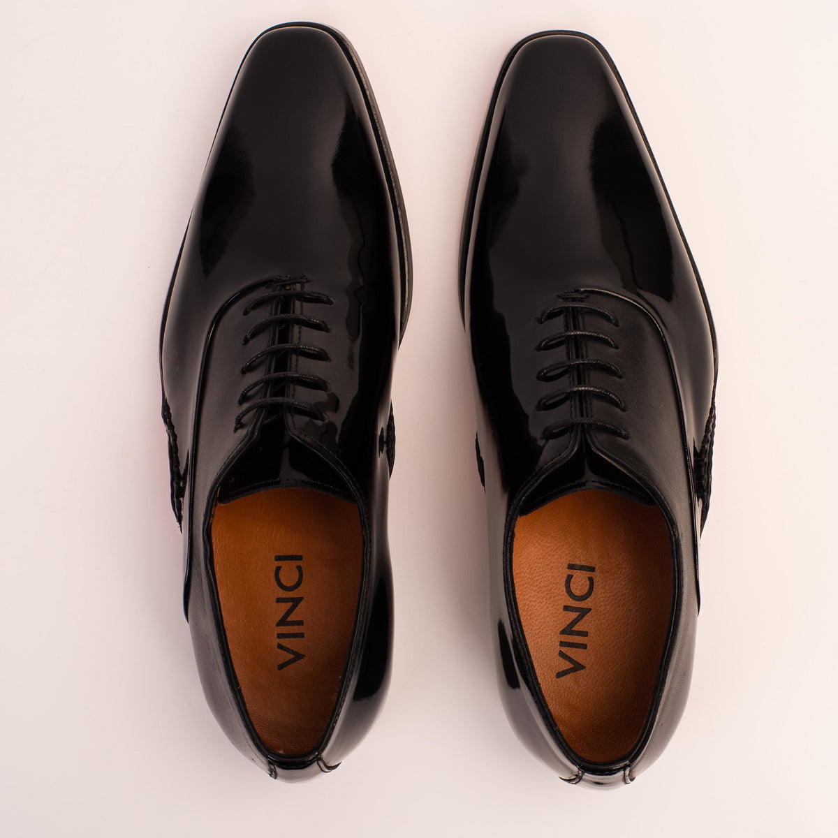 Vinci Leather The Royal Hand Craft Black Patent Leather Plain Toe Oxford Men Shoe – product view 5