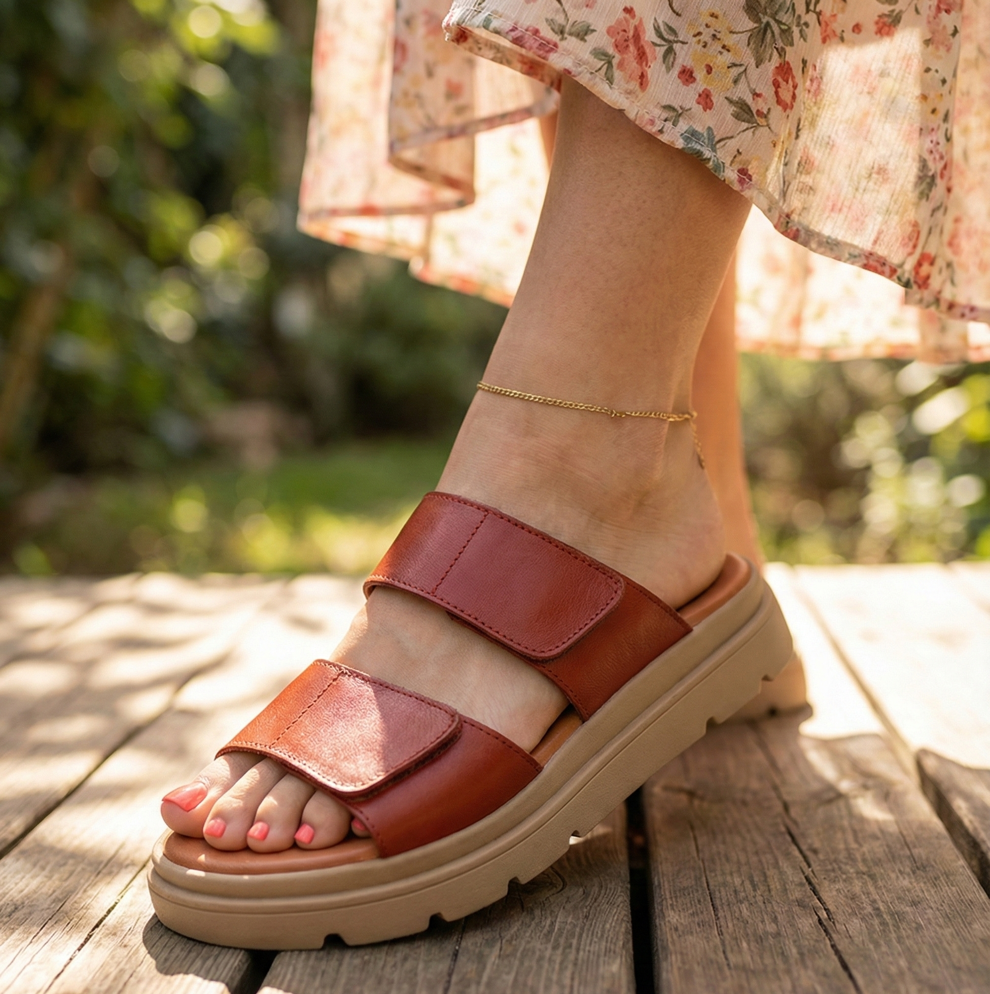 Eric Michael Aria Women’s Leather Dual-Strap Sandal