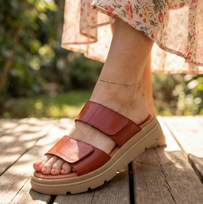 Eric Michael Aria Women’s Leather Dual-Strap Sandal
