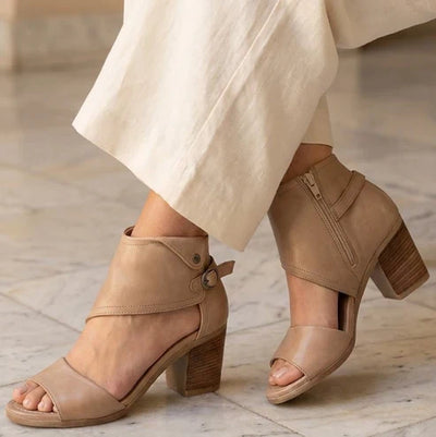 Eric Michael Callie Women’s Block Heel Leather Sandal