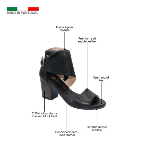 Eric Michael Callie Women’s Block Heel Leather Sandal