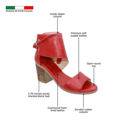 Eric Michael Callie Women’s Block Heel Leather Sandal
