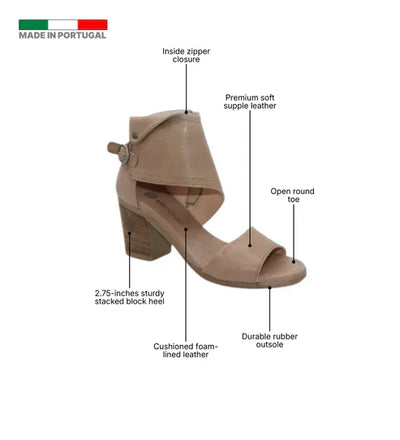 Eric Michael Callie Women’s Block Heel Leather Sandal