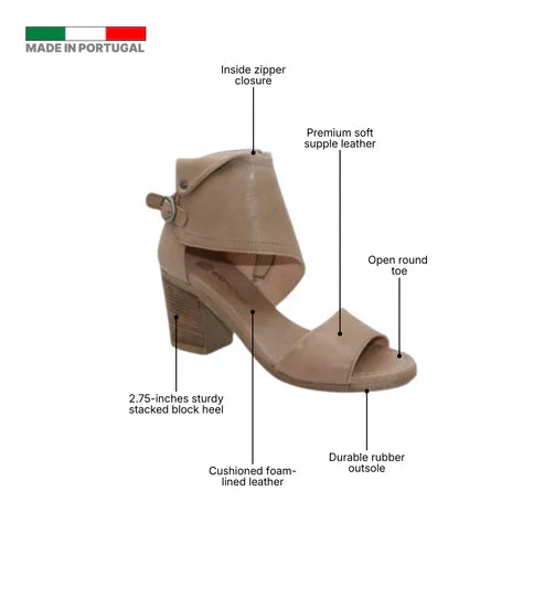 Eric Michael Callie Women’s Block Heel Leather Sandal