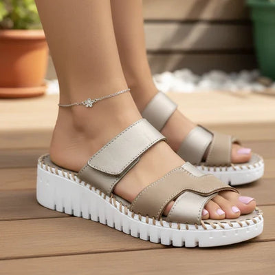 Eric Michael Darien Women’s Leather Wedge Sandal